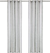 Gordijnen met metalen ringen 2 st 140x245 cm katoen groene streep
