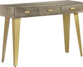 Wandtafel 110x35x76 cm massief mangohout met messing grijs