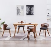 Eetkamerstoelen 4 st gebogen hout en stof donkergrijs