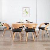 Eetkamerstoelen 6 st gebogen hout en kunstleer zwart