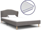 Bed met traagschuim matras stof lichtgrijs 90x200 cm