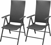 Tuinstoelen stapelbaar 2 st poly rattan zwart