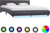 Bedframe met LED kunstleer grijs 160x200 cm