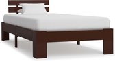 Bedframe massief grenenhout donkerbruin 90x200 cm