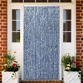 Vliegengordijn 90x220 cm chenille blauw, wit en zilver