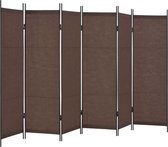 Kamerscherm met 6 panelen 300x180 cm bruin