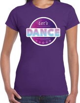 Lets Dance disco/feest t-shirt paars voor dames - paarse dance / seventies feest shirts M