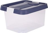 EDA PLASTIC Clippy opbergdoos 30 L - naturel met blauw deksel en witte handgrepen - 45,3 x 37,4 x 26,4 cm