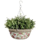 Hanging Basket Keramiek Roos print