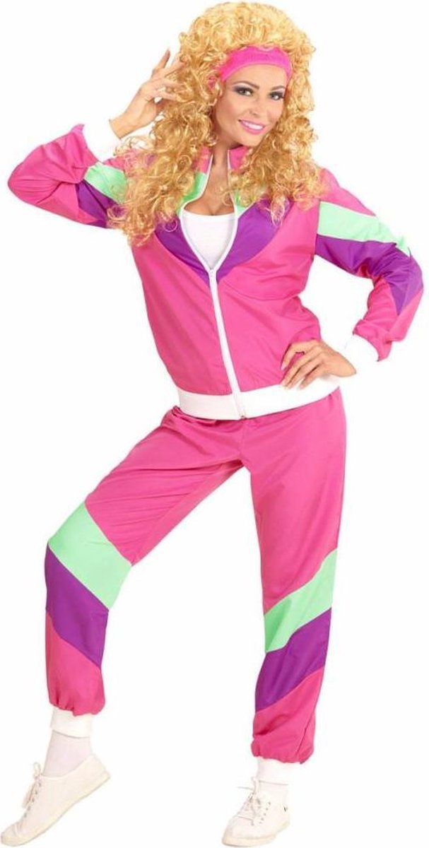 Jaren 80 & 90 Kostuum Maaskantje Trainingspak Roze Vrouw Large Carnaval...