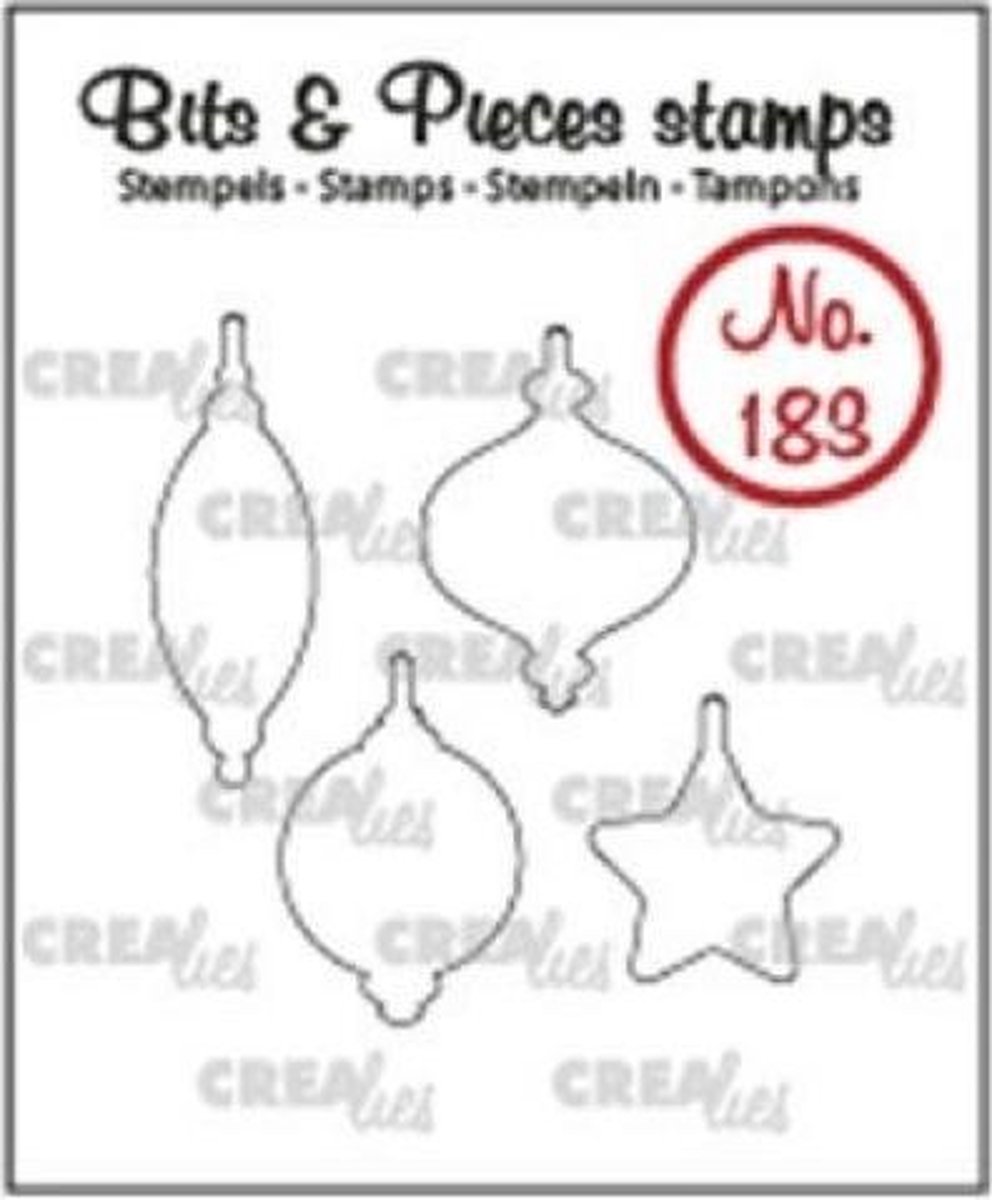 Crealies Bits & Pieces stempel no.183 Kerstballen 4stuks