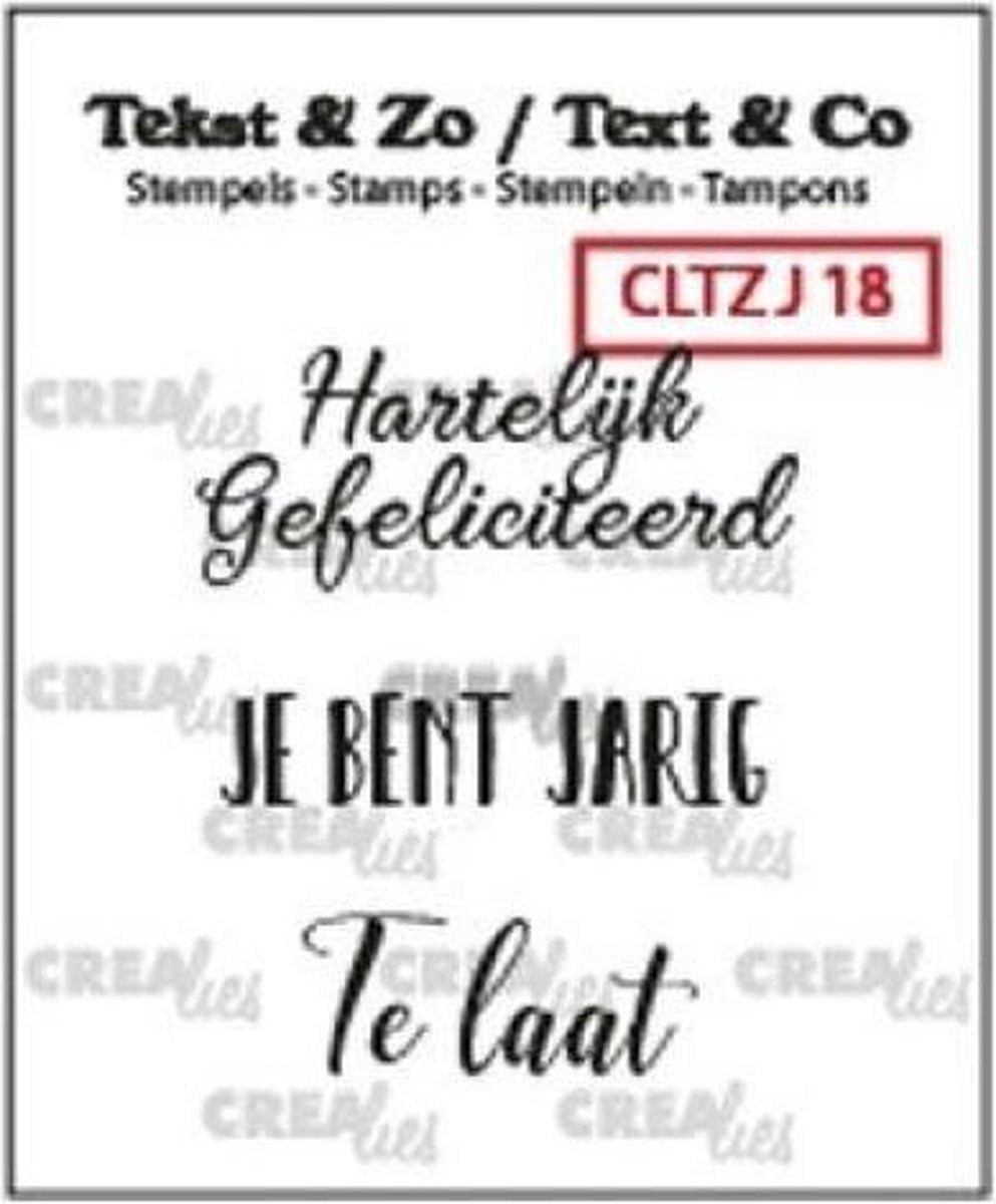 Crealies Tekst & Zo stempel Nederlands no.18 Jarig