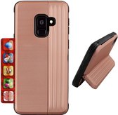 Card Stand Hoesje voor Samsung A6 Plus 2018 Rose Goud