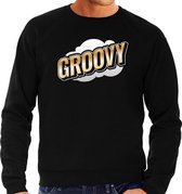 Groovy fun tekst sweater voor heren zwart in 3D effect L