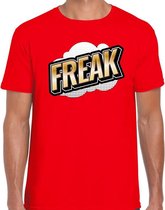 Freak fun tekst t-shirt voor heren rood in 3D effect XL