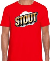 Stout fun tekst t-shirt voor heren rood in 3D effect M