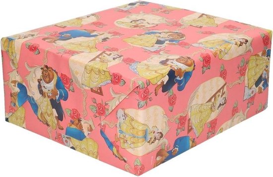 Spotlijster Pardon Wennen aan 2x Inpakpapier/cadeaupapier Disney 200 x 70 cm - Disney Belle en het Beest  roze -... | bol.com