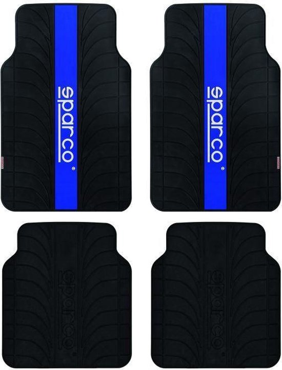 Jeu de 4 tapis de sol universels en latex/bande bleue Sparco