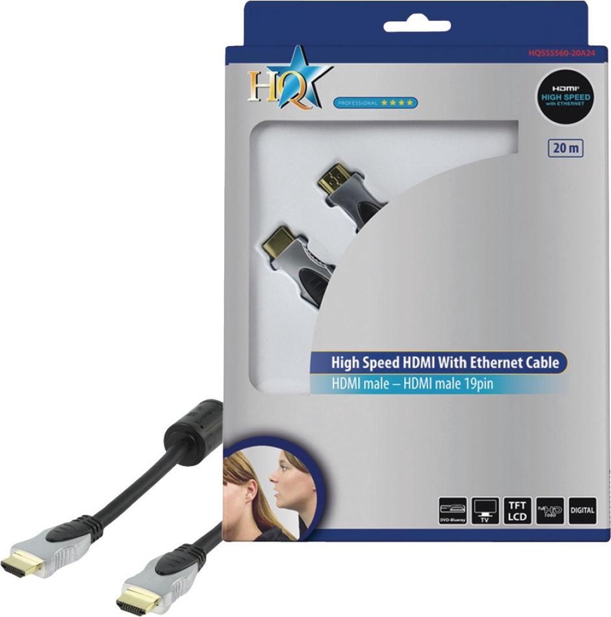 HQ - Hq Hqss5560-20a24 Hoge Kwaliteit High Speed Hdmi Kabel met Ethernet 20,0 M - Altijd Garantie