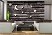 Stars Moon Wood Planks Bedroom Photo Wallcovering