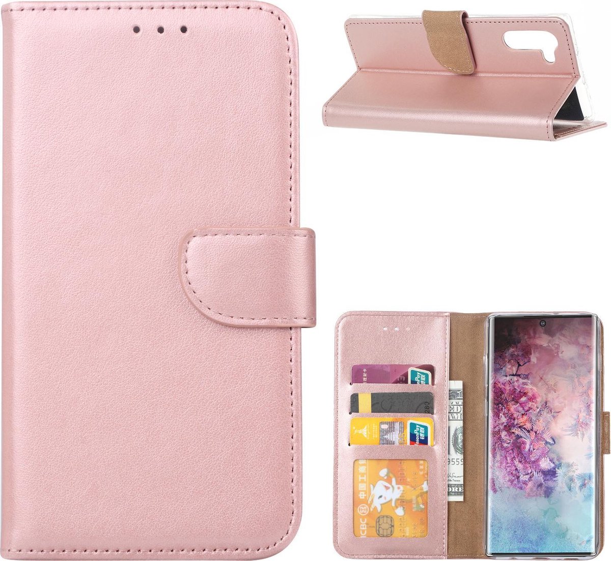 Bookcase Geschikt voor: Samsung Galaxy Note 10 - Rose Goud - portemonnee hoesje