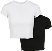 Dames Cropped T-Shirt Ladies Cropped Rib Tee 2-Pack