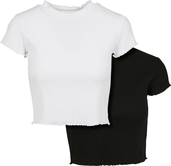 Dames Cropped T-Shirt Ladies Cropped Rib Tee 2-Pack | bol