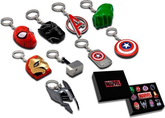 Goederen namens teleurstellen Marvel Avengers Collectors box met 10 Avengers Metalen Sleutelhangers |  bol.com