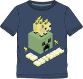 Minecraft t-shirt korte mouw - blauw - maat 116 / 6 jaar