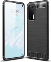 Huawei P40 Geborsteld TPU Hoesje Zwart