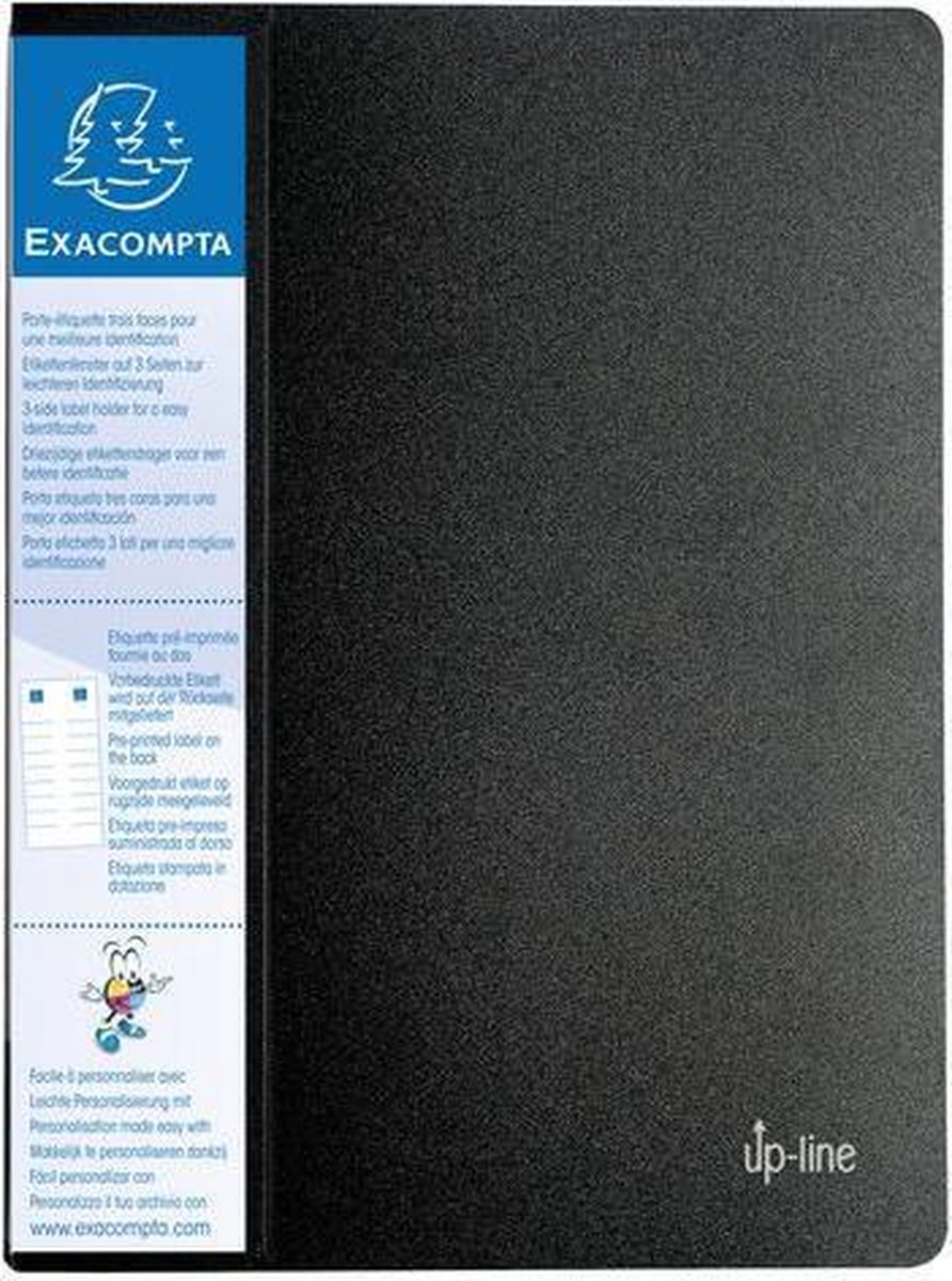 Exacompta Up Line Showalbum met vaste rug en etiket op 3 zijden- harde PP- 20 tassen - 40 zichten - A4 - Zwart - 88201E