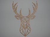 Geometrisch hert - blank hout - 35 x 50 cm - Line art - Wanddecoratie