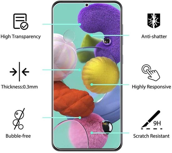 Etui Portefeuille Samsung Galaxy A51 Turquoise avec 2 pièces de protection d'écran en Glas
