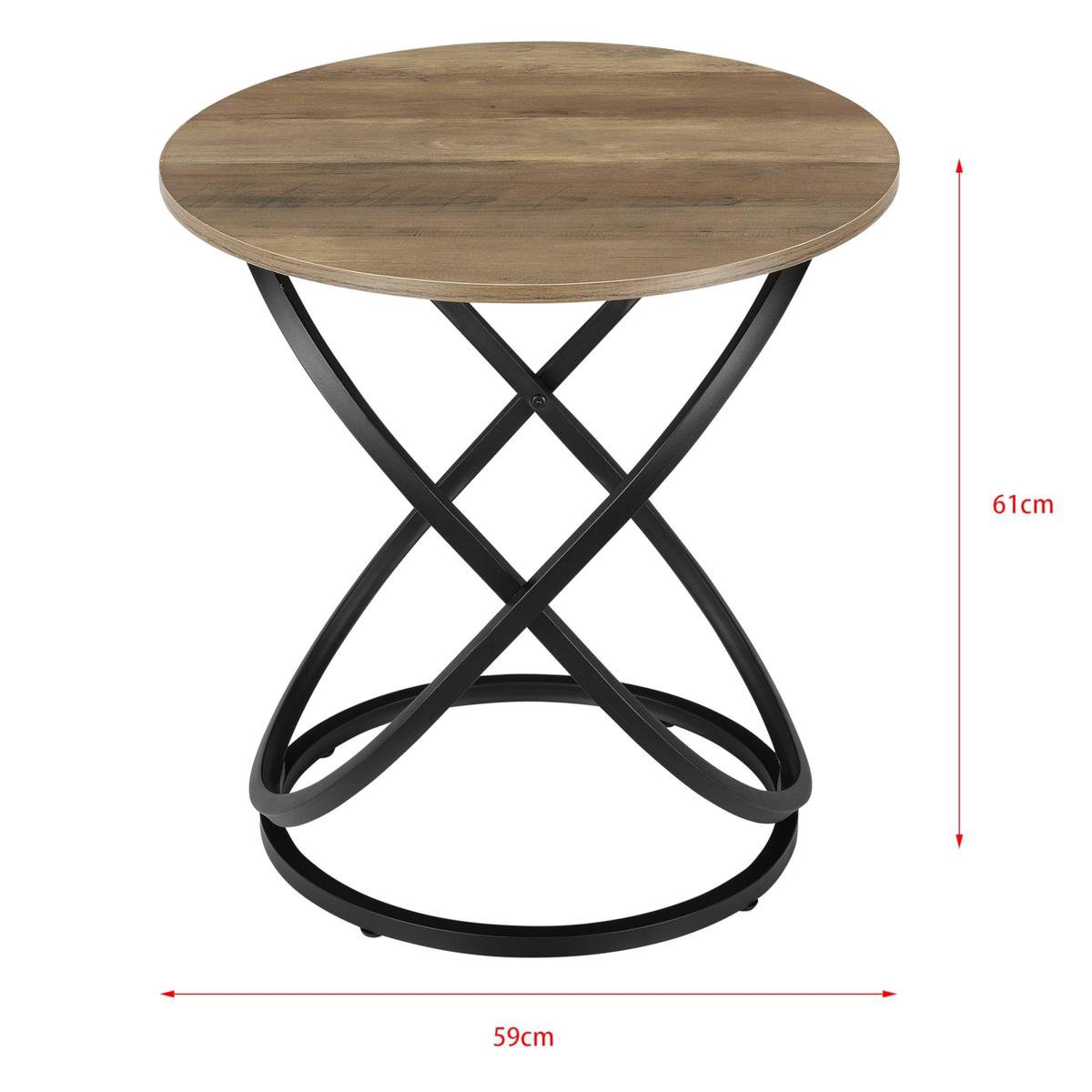 [fr.casa] Table basse ronde 61x59 cm bois et noir | bol.com