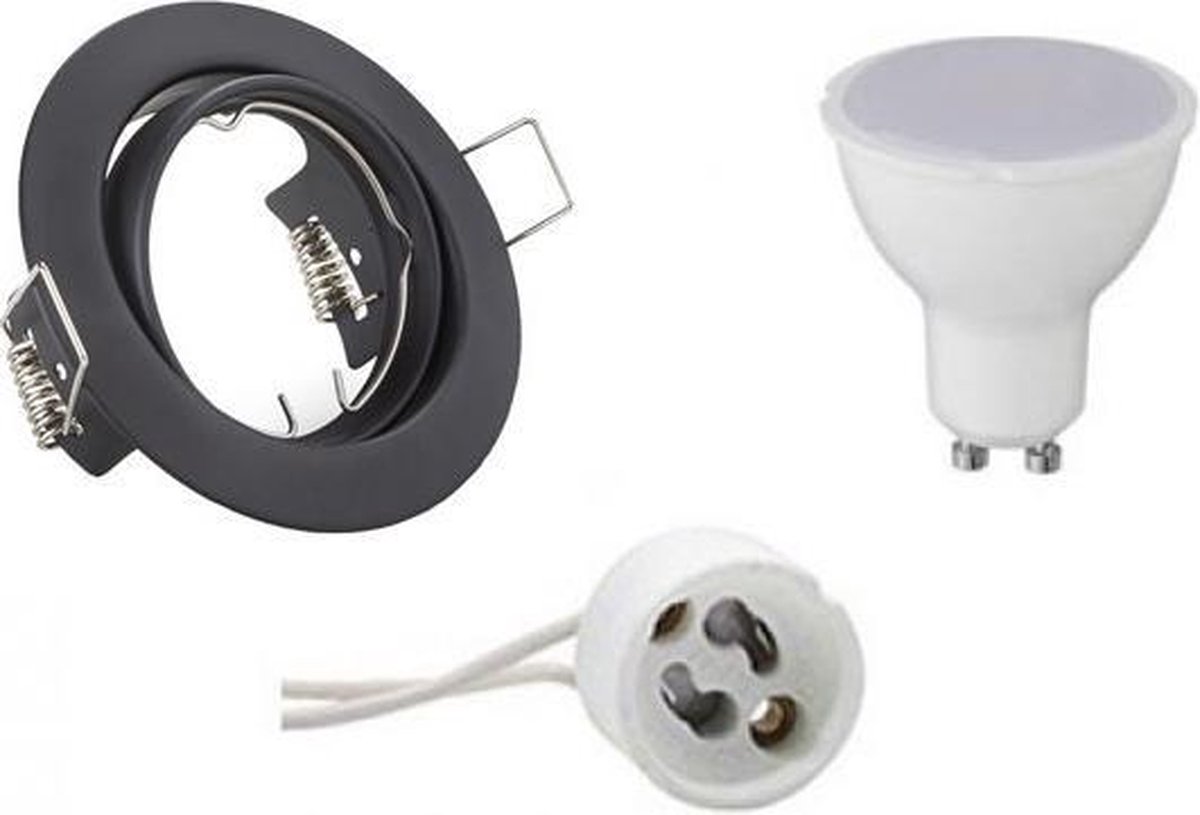 GU10 Inbouwspot Set - Mat Zwart - Inbouw Rond - Kantelbaar - Trion - 4W - Warm Wit 3000K - Ø83mm