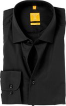 Redmond modern fit overhemd - mouwlengte 7 - zwart - Strijkvriendelijk - Boordmaat: 43/44