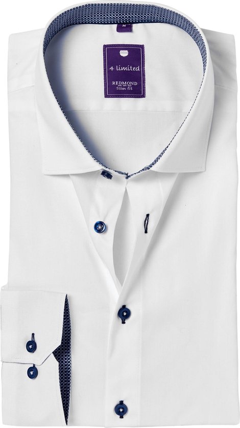 Redmond slim fit overhemd - wit (contrast) - Strijkvriendelijk - Boordmaat:  37/38 | bol.com
