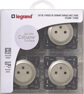 LEGRAND Celiane Lot 4 uitgangen met verzonken geslepen inbouw titanium
