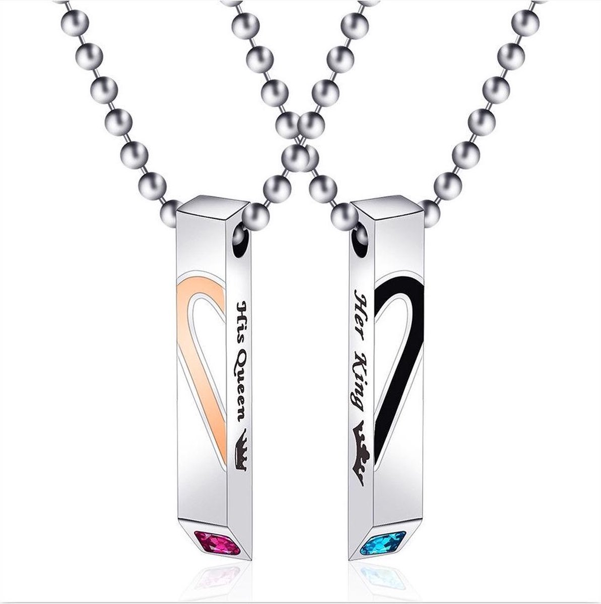 Hartje Ketting Set voor Hem en Haar - Valentijn Cadeautje voor Stellen - Romantische Sieraden Set - Valentijnsdag - Valentijn Cadeautje voor Mannen