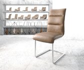 Stoel Xantus-Flex sledestoel rond  verchroomd suede-look bruin