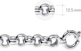 Gisser Jewels - Jasseron Ketting met Veeroog Sluiting - 12.5mm Breed - Lengte 45cm - Gerhodineerd Zilver 925