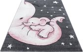 Vloerkleed - Olifant - Rond - Roze