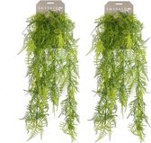 2x Kunstplant groene kantvaren hangplant/tak 80 cm