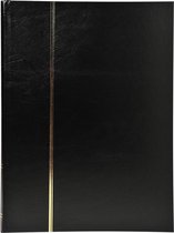 Postzegelalbum met kaft in kunstleder - 32 zwarte bladen - 9 banden - 22 ,5x30,5cm, Zwart