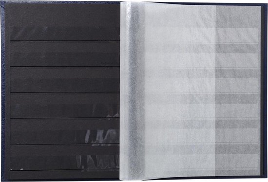 Thumbnail van een extra afbeelding van het spel Postzegelalbum met kaft in kunstleder - 32 zwarte bladen - 6 banden - 16 ,5x22,5cm, Zwart