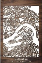 Citymap Rotterdam MDF hout - 60x90 cm - Stadskaart woondecoratie - Wanddecoratie