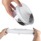 Siliconen Deksels – Vershoud Deksels - Flexibel en Rekbaar - Herbruikbare Deksels - Wit - 6 stuks