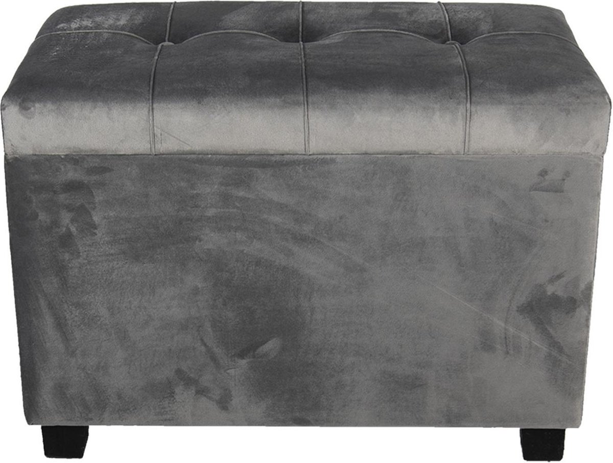 Clayre & Eef Poef 60x36x43 cm Grijs Hout