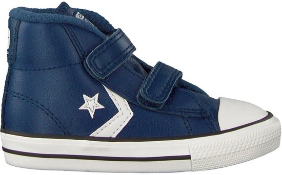 Converse Star Player 2v Mid Hoge sneakers - Leren Sneaker - Jongens - Blauw  - Maat 21 | bol.com