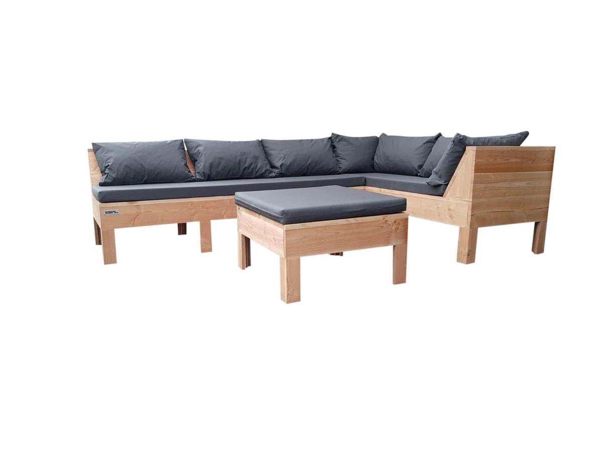 Wood4you - Loungeset 9 - Douglashout - Plofkussens - 200cm - 220cm (L-vorm)